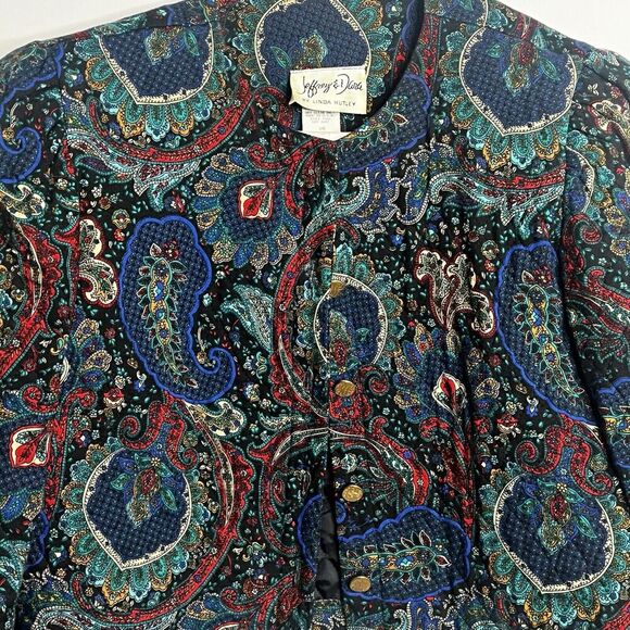 Jeffrey & Dara Linda Hutley Vintage Crop Floral Quilted Blazer Womens Size 7/8 - Picture 2 of 9